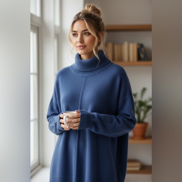 Sundance Dark Blue Turtleneck Long Sleeve Knit Sweater Size M - Picture 3 of 10